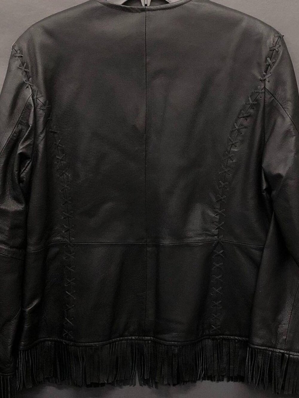Pamela McCoy Black Leather Fringe Jacket - Picture 6 of 10